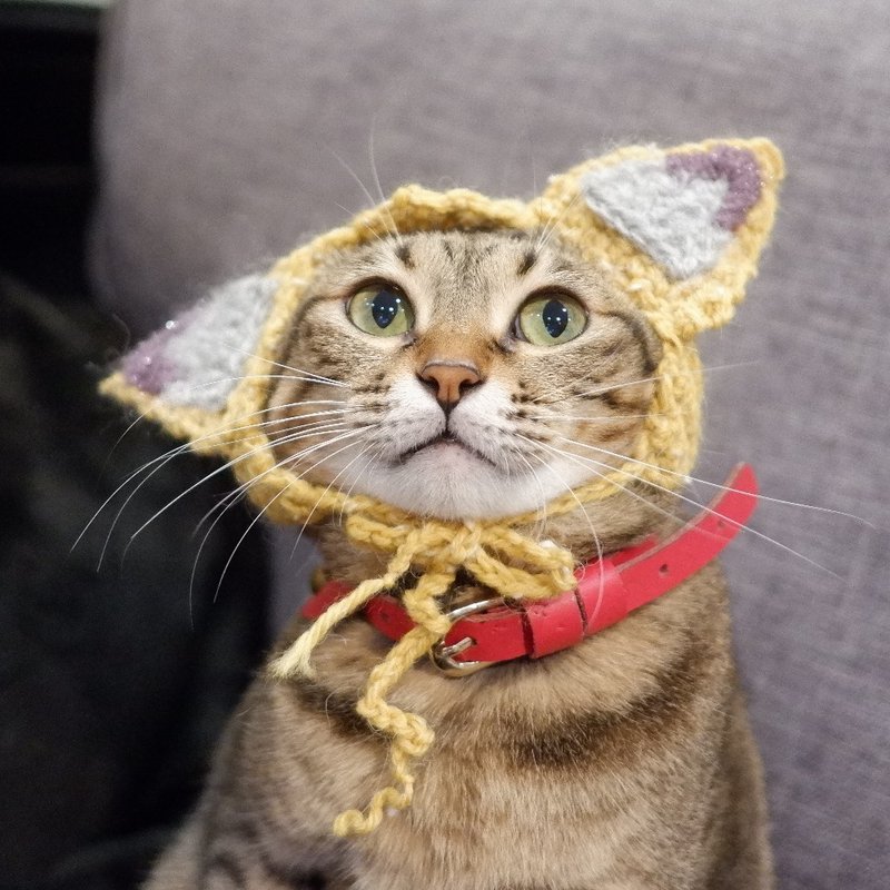 阿嬷的爱 纯手工猫咪毛线帽-小狐狸款 - 衣/帽 - 其他材质 橘色