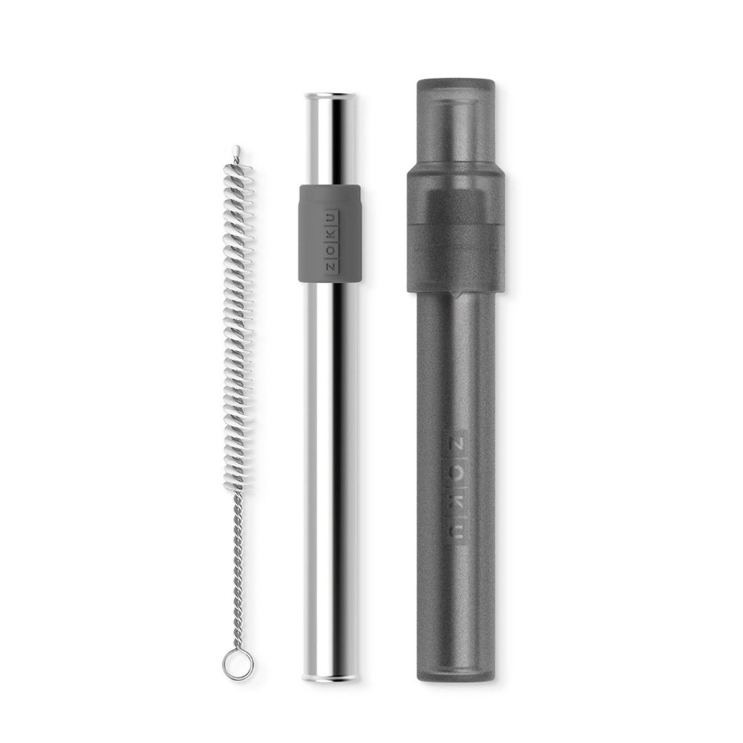 ZOKU伸缩式珍珠吸管附收纳盒 - 宝石灰 - 水瓶/水壶 - 塑料 