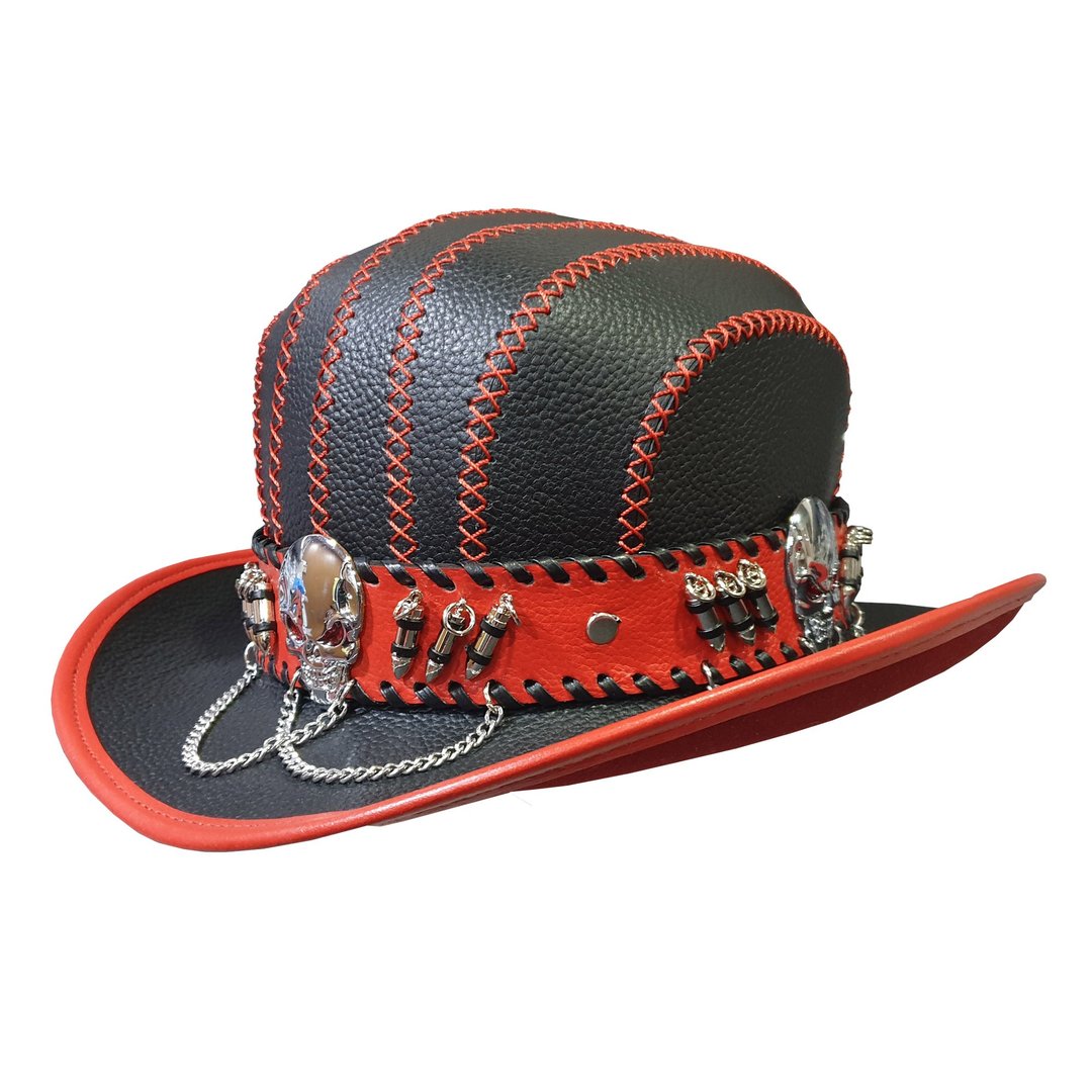 Steampunk Gothic Bowler Leather Top Hat - 帽子 - 真皮 黑色
