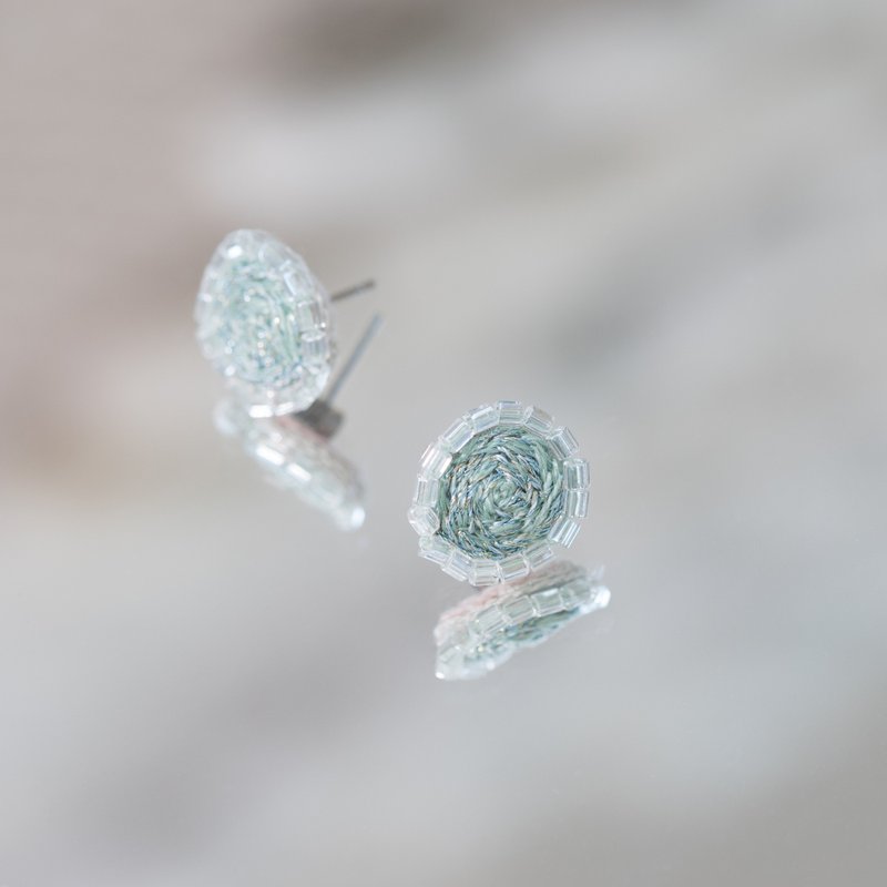 果实刺绣耳环 哈密瓜 - 耳环/耳夹 - 绣线 绿色