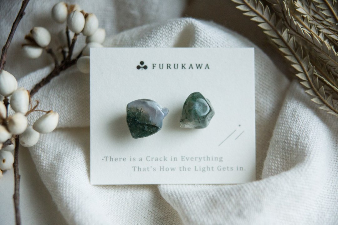 CRACK | 矿物系耳环 |  EARRINGS - 耳环/耳夹 - 玉石 绿色