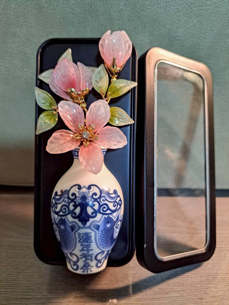 【中国风花瓶-桃粉】磁铁 ∕ 冰箱贴 ∕ 扩香瓶 - 摆饰 - 玻璃 粉红色