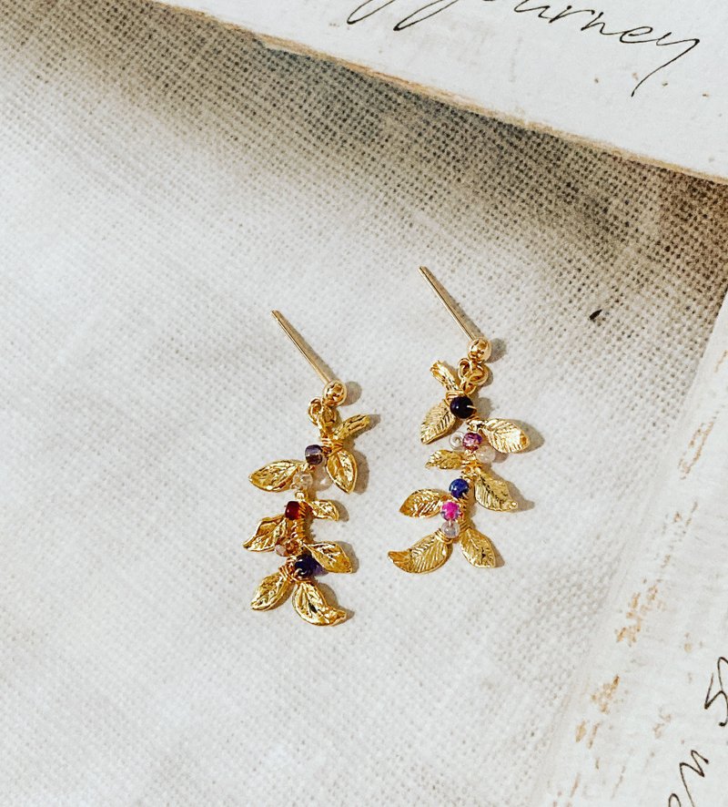 高质感手工系列~微复古耳环 - 耳环/耳夹 - 半宝石 金色