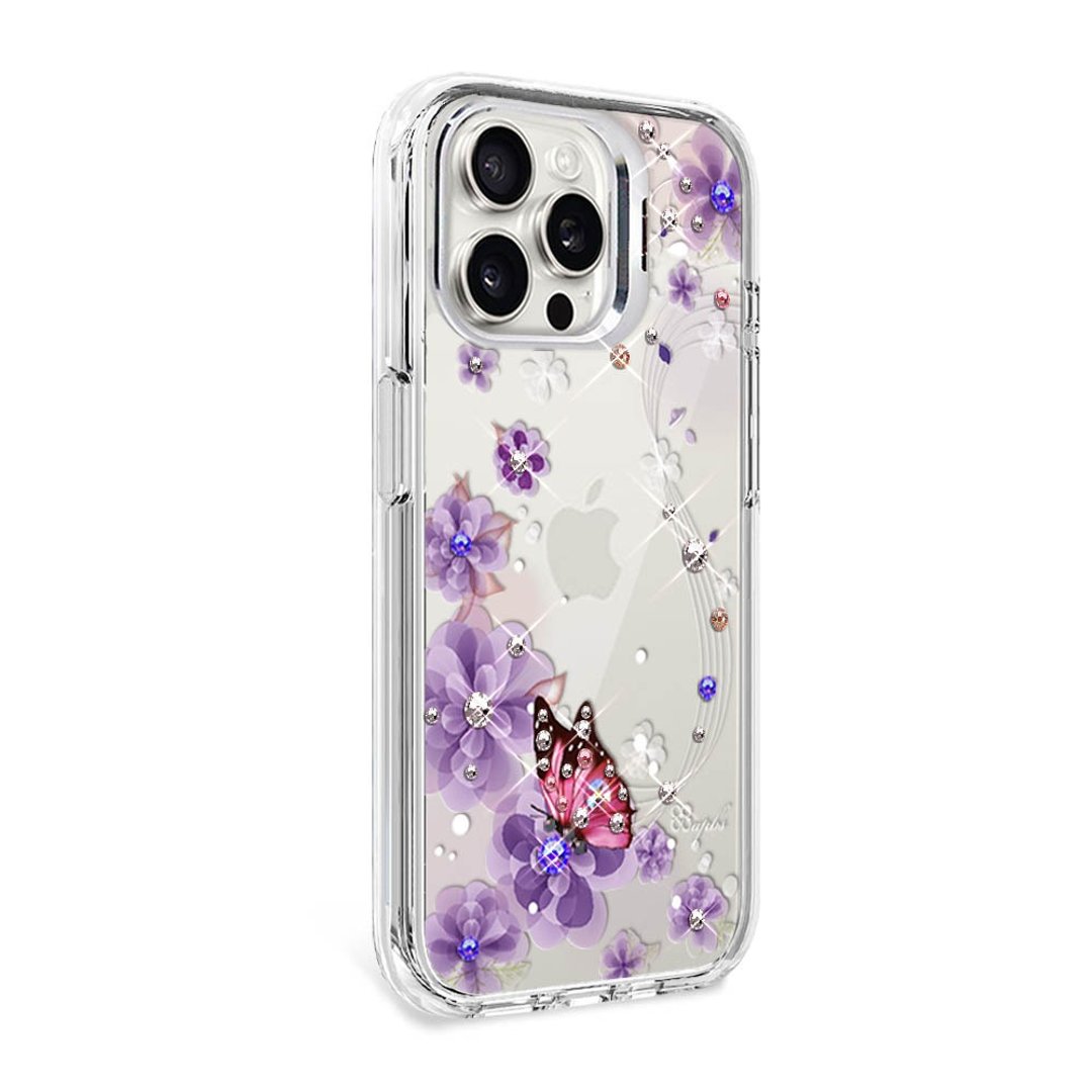 iPhone 全系列 防震双料隐形立架水晶彩钻手机壳-迷情蝶恋 - 手机壳/手机套 - 其他材质 多色