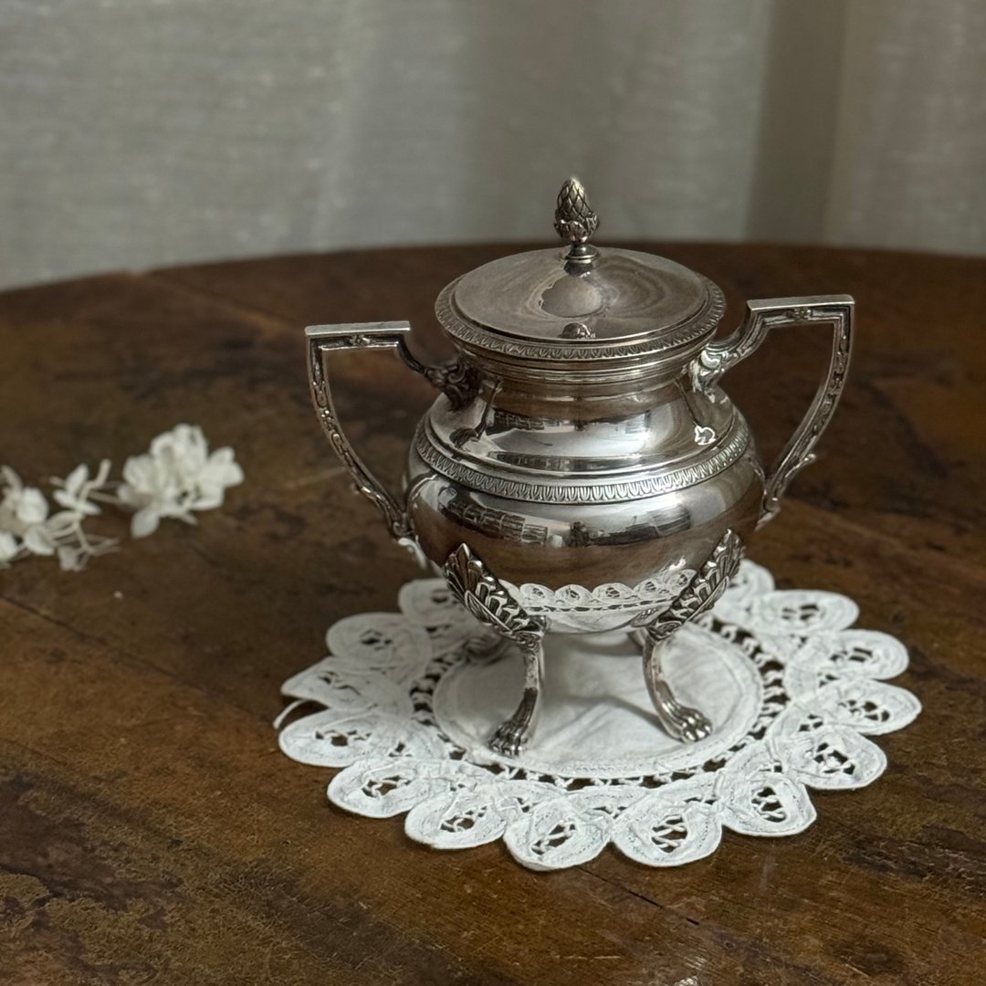 50549-绝美法国古董镀银糖罐 - 茶具/茶杯 - 银 