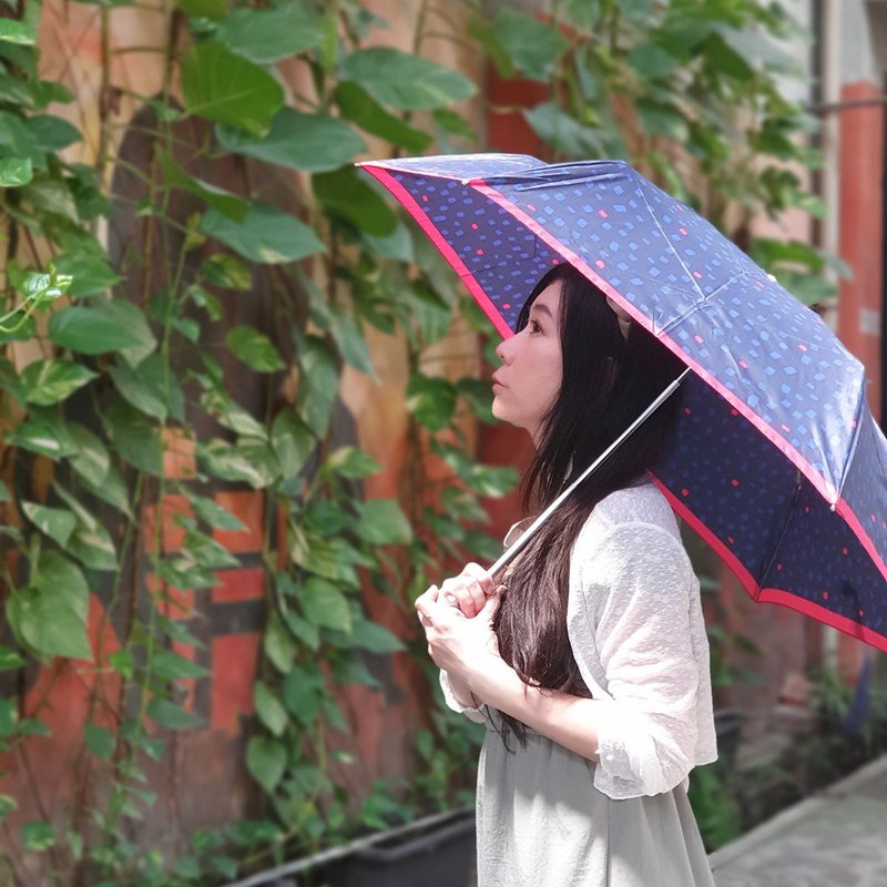 超轻防风抗UV自动伞 - 素雅小方块 - 雨伞/雨衣 - 防水材质 蓝色