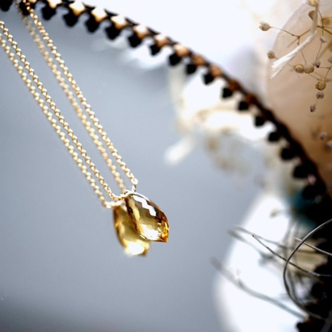 Beer Quartz Chandelier Cut Necklace Natalina - 项链 - 宝石 咖啡色