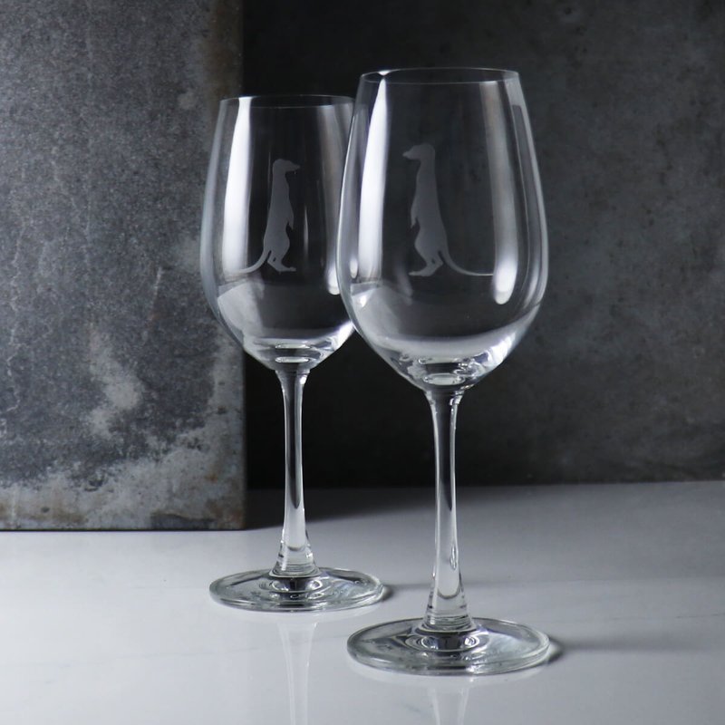 (一对价)350cc【相爱狐獴】狐獴剪影红酒对杯 大自然动物酒杯 - 酒杯/酒器 - 玻璃 灰色