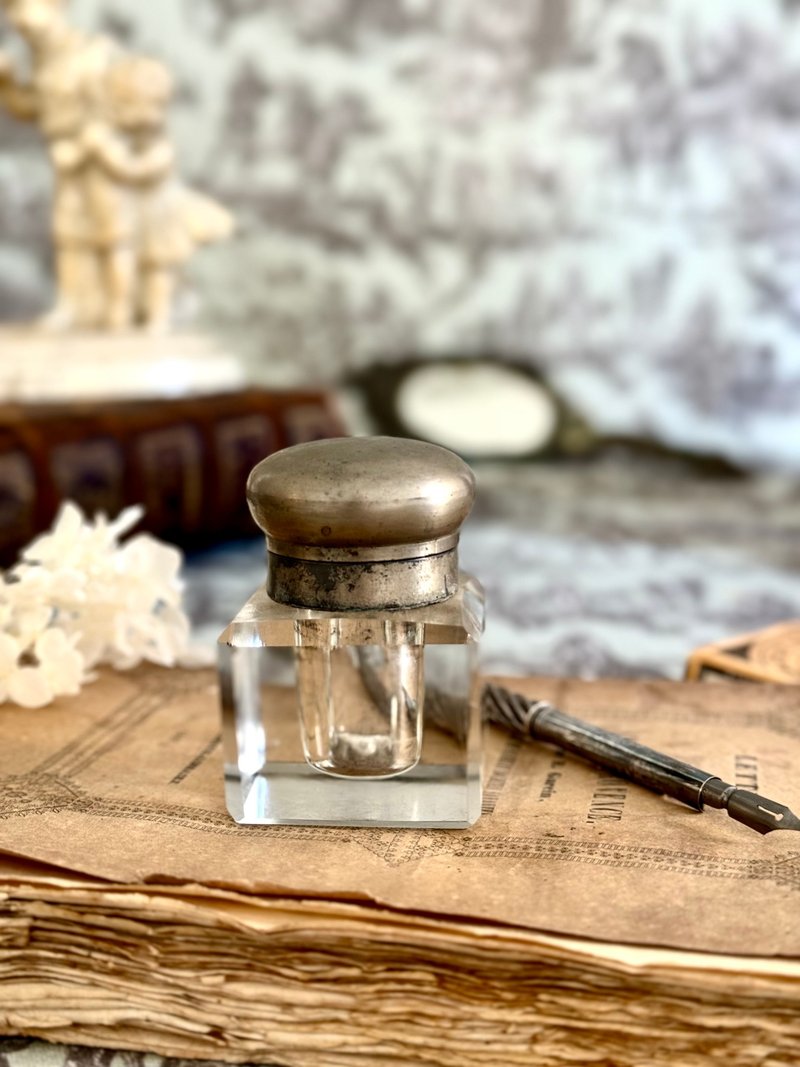 40787-经典法国古董装饰艺术时期玻璃墨水瓶 - 其他书写用品 - 玻璃 