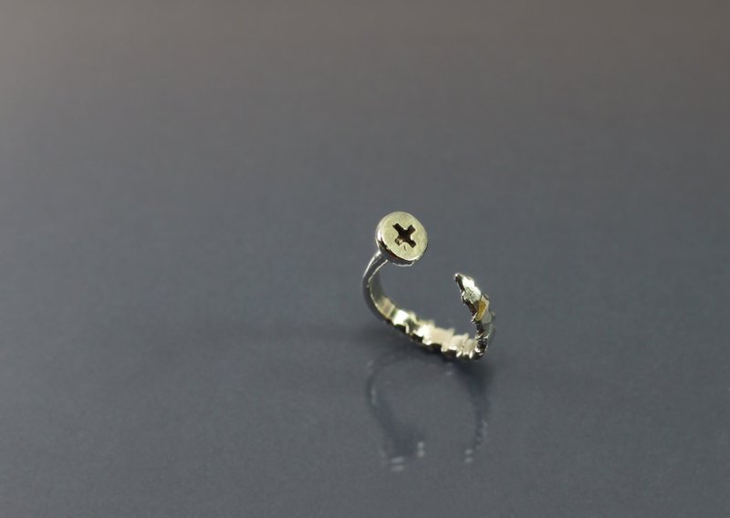 实物系列-男钉925银戒 - 戒指 - 纯银 咖啡色