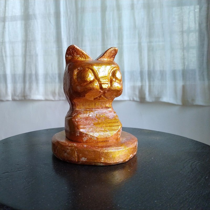 猫半身雕塑像 - 手工雕刻的独特美感摆饰 - 摆饰 - 木头 