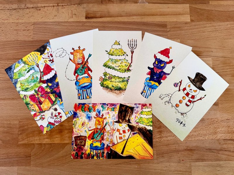 耶诞派对明信片套组六张 - 卡片/明信片 - 纸 
