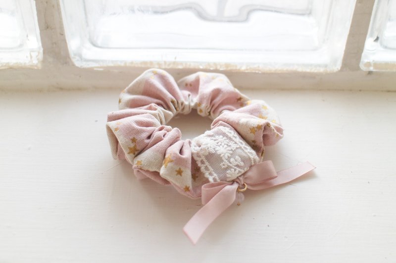 棉花糖星河∣甜心粉－手作【大肠发圈】发束 - 发饰 - 棉．麻 粉红色