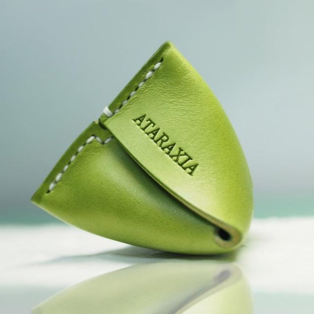 ☆ Free name entry ☆ Toriguchi accessory case (leaf green) - 零钱包 - 真皮 