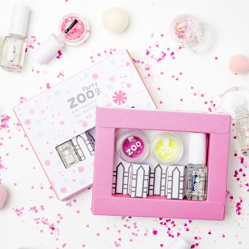 花花凤梨 亮片DIY组 | 咩橘可magic派对 | ZOO儿童指甲油 组合 - 插画/绘画/写字 - 树脂 粉红色