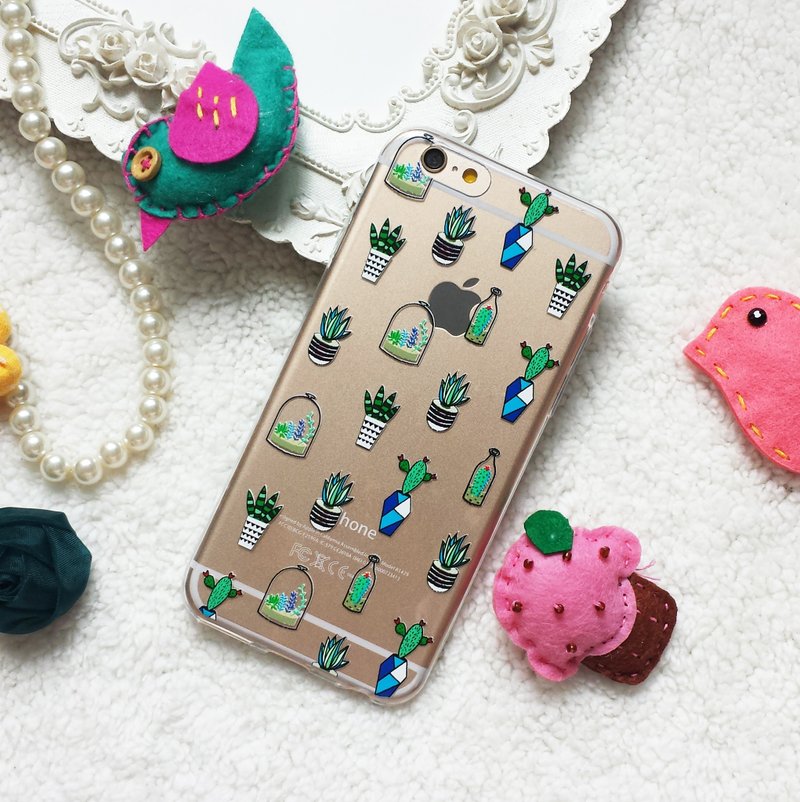 仙人掌植物水晶透明手机壳iPhone 11 PRO MAX X 8 8 + Samsung S9 - 手机壳/手机套 - 硅胶 透明