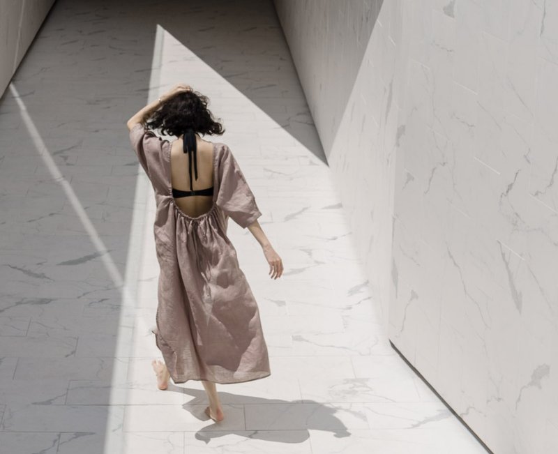 CORONA - Rosybrown / Linen - 女装泳衣/比基尼 - 棉．麻 咖啡色