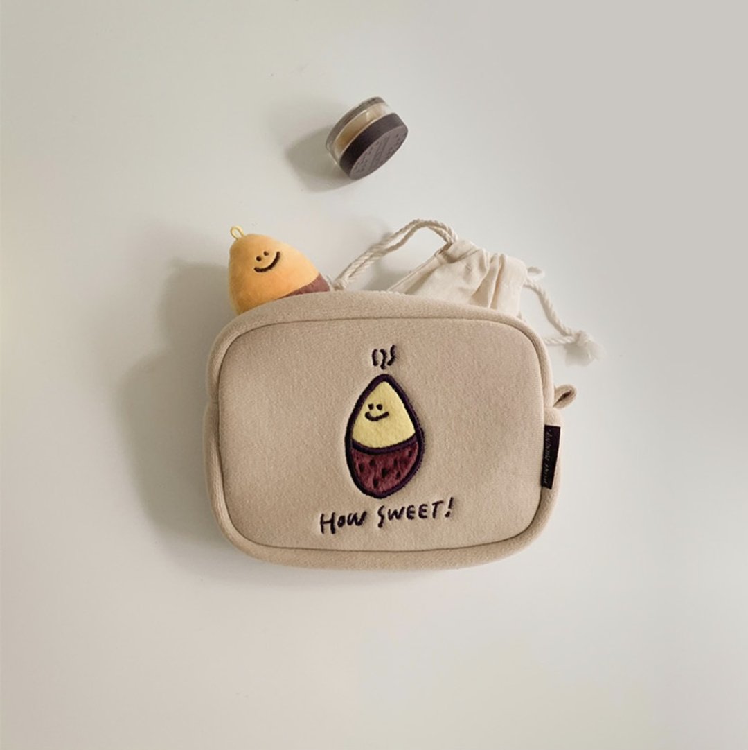 【现货】Kumi Pouch 收纳小袋 - 化妆包/杂物包 - 棉 卡其色