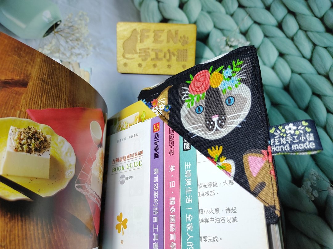 薄款三角布书签系列-美国布花冠猫布书签-手作布书签-角落书签- - 书签 - 棉 