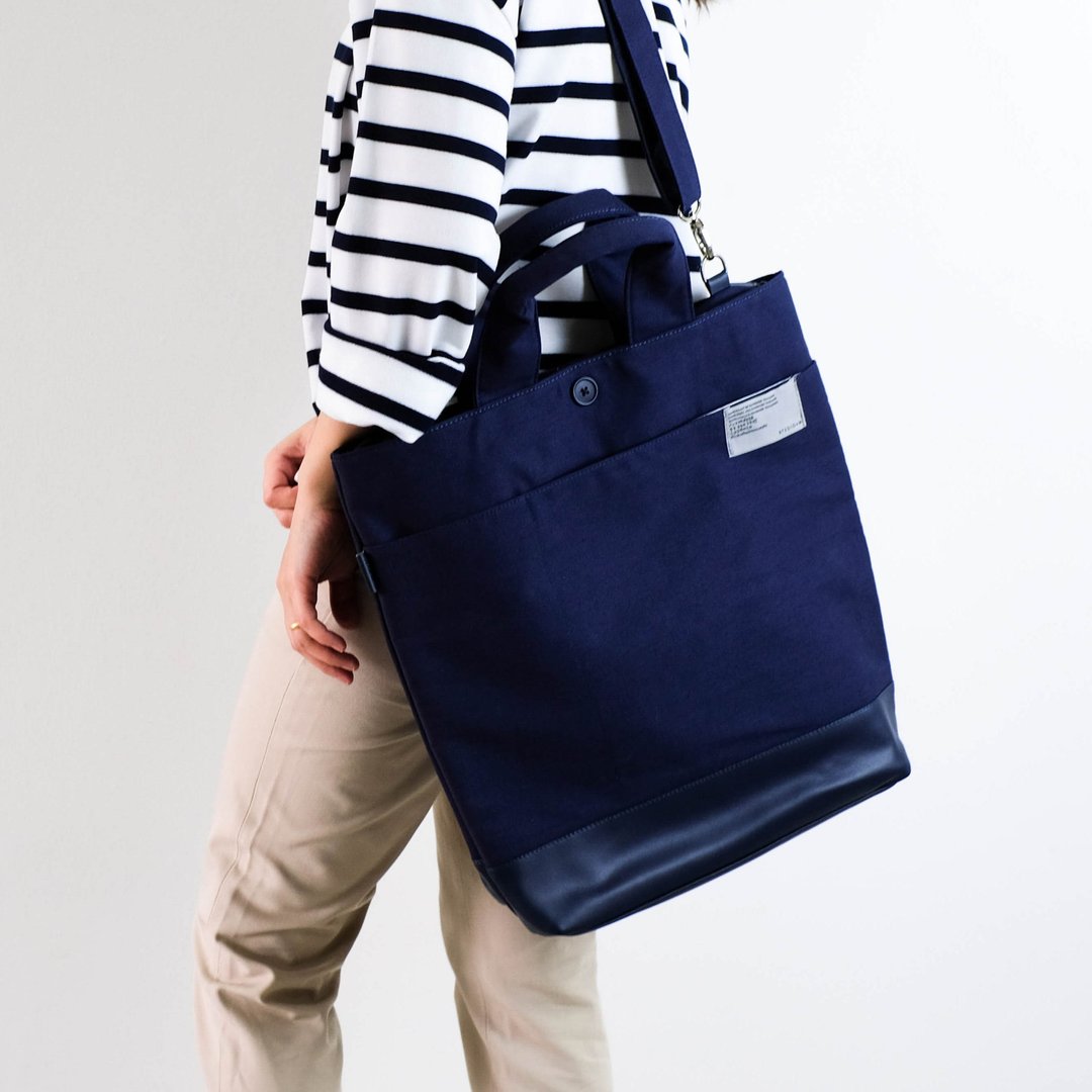 SAN-JON TOTE BAG #Dark blue - 后背包/双肩包 - 其他材质 蓝色