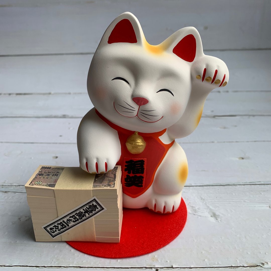 笑福招财猫 存钱筒 - 摆饰 - 陶 