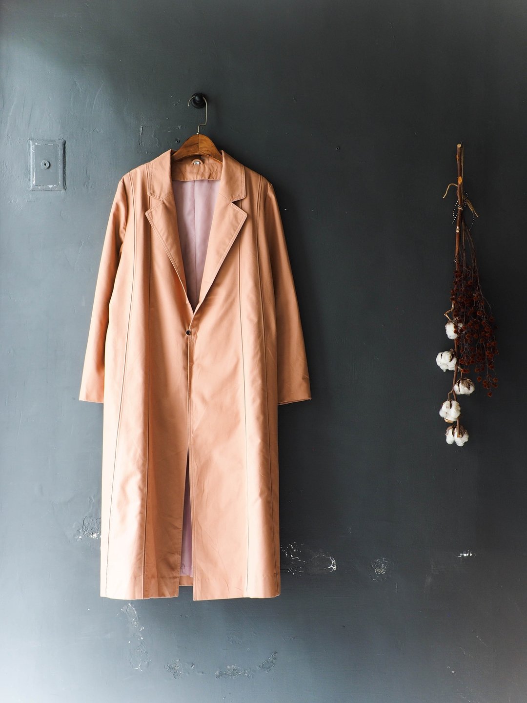 河水山 - 爱知恋爱粉色秋季时光 古董薄料风衣外套 trench_coat dustcoat jacket coat oversize vintage - 女装西装外套/风衣 - 棉 粉红色