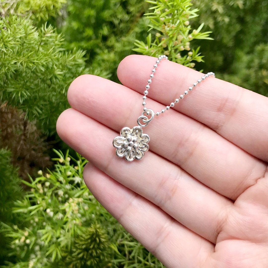 松饼冰淇淋球花 纯银项链silver925 - 项链 - 纯银 银色