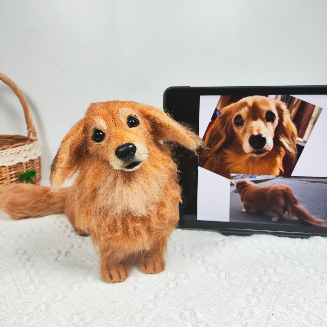 定制 逼真犬 毛孩 宠物 金毛犬 羊毛毡 娃娃 似颜绘 纪念 狗狗 p3 - 玩具 - 羊毛 多色