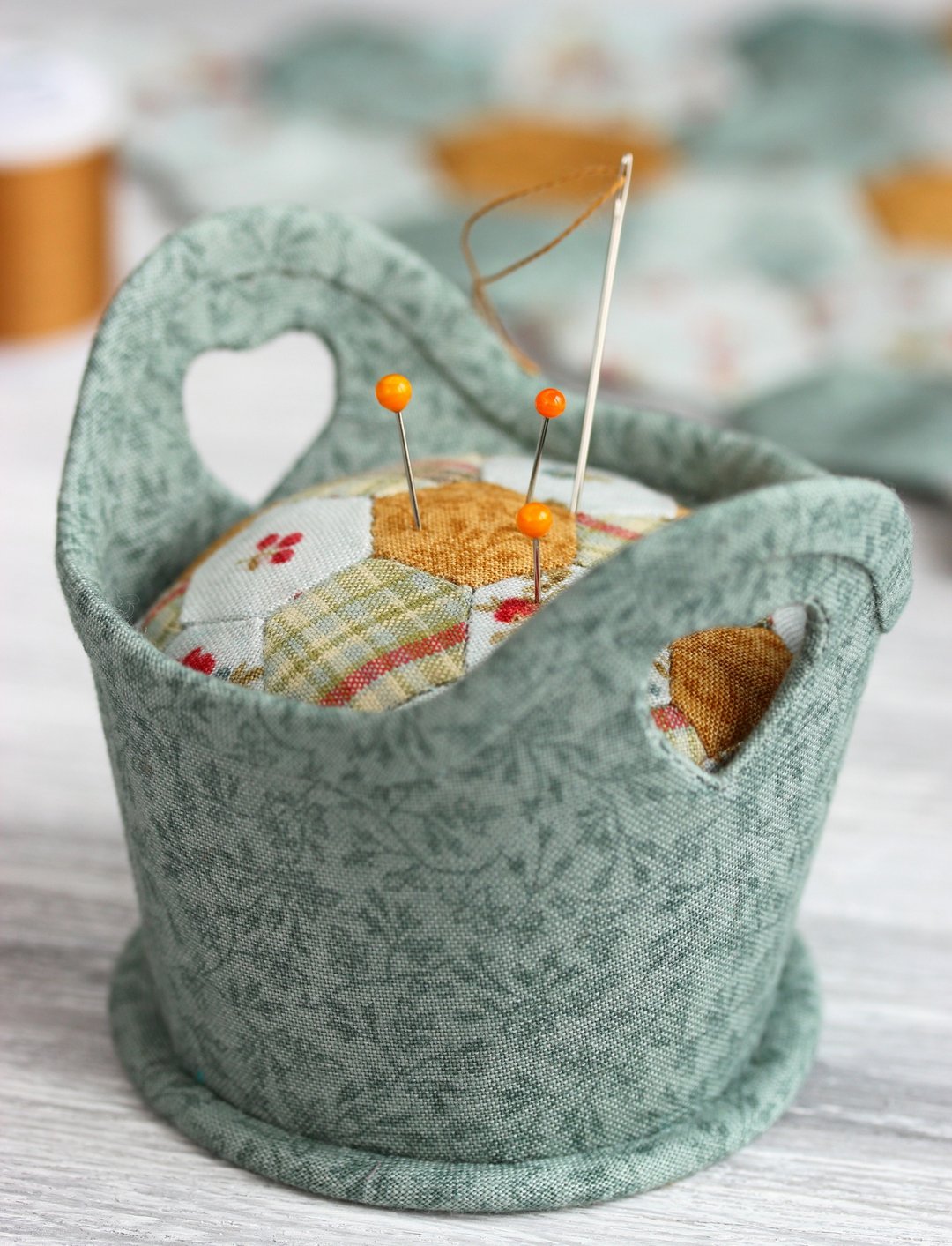 PDF Basket with Hexagons Pincushion Sewing Pattern - 手工艺教程/工具书 - 其他材质 