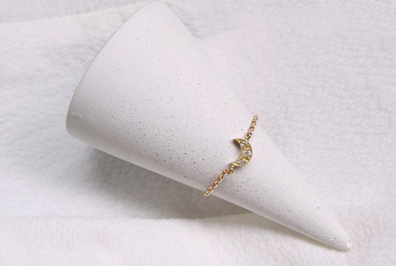 月亮钻石链戒 - 戒指 - 钻石 金色