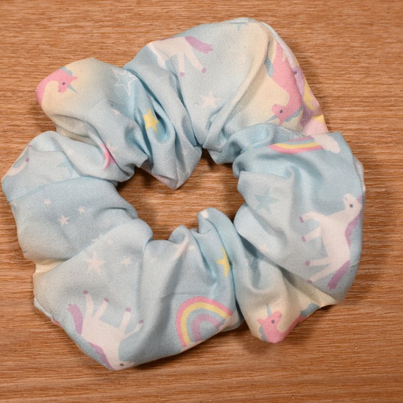 粉蓝色 独角兽 大肠发圈 - 发带/发箍 - 棉．麻 