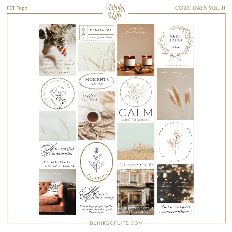 Cozy Days Vol. 02 - 雾面PET胶带 (透明离型纸) - 纸胶带 - 塑料 