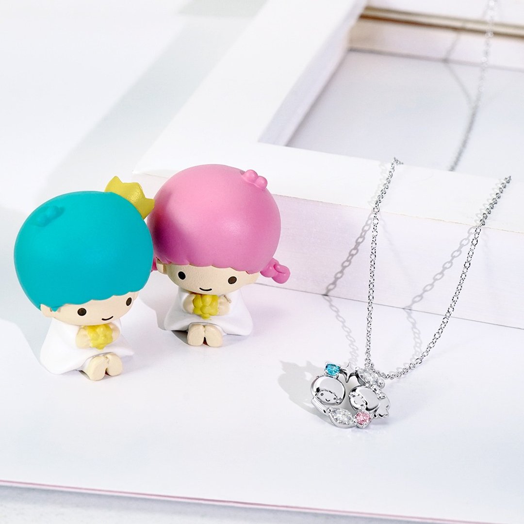 Sanrio 学院 Mix 系列-LittleTwinStars 双子星晶钻纯银项链 - 项链 - 纯银 银色