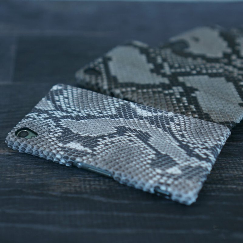 兼容于所有型号 真皮智慧型手机保护壳 [钻石蟒蛇] 蛇 iPhone Galaxy Xperia BF01K - 手机壳/手机套 - 真皮 灰色