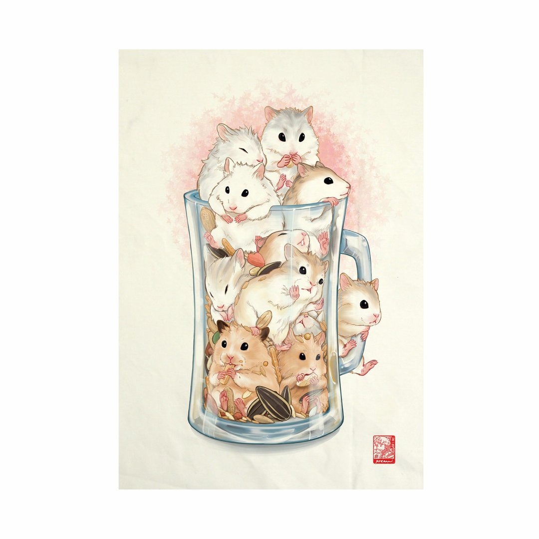 Hamster Mug Fabric Art  Canvas No frame - 其他 - 棉 白色