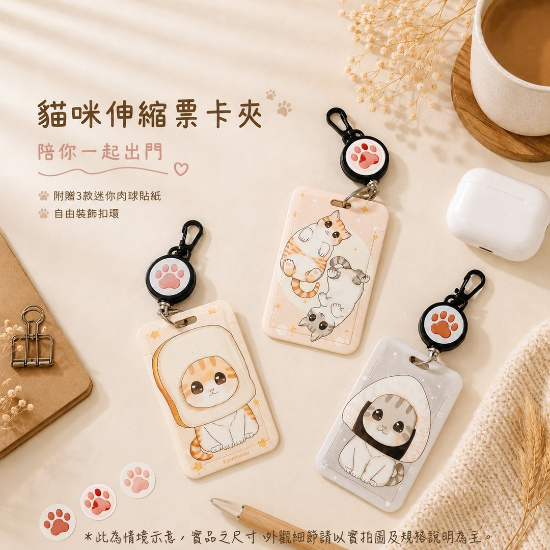 滑盖卡套 证件套 买就送伸缩扣环跟三张 3cm 的猫咪肉球小贴纸 - 证件套/卡套 - 塑料 