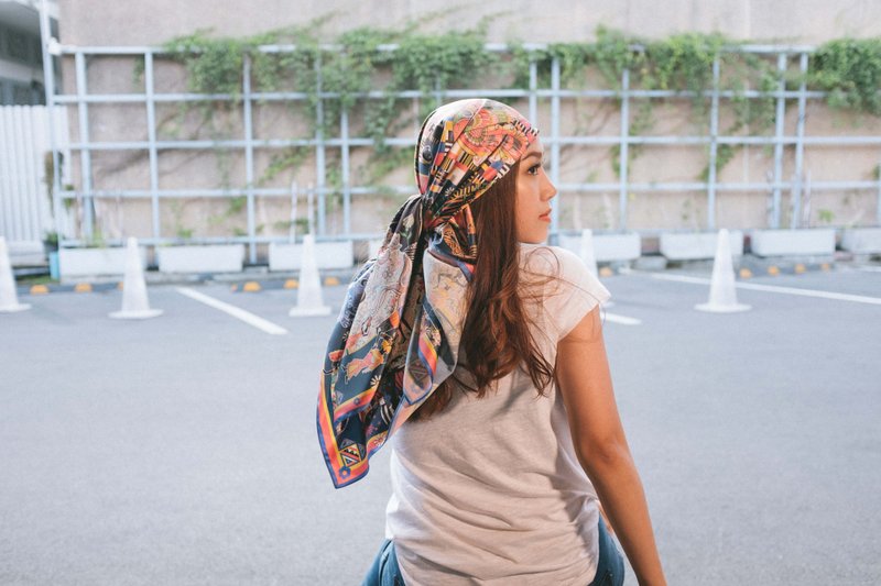 非洲大陆 - 手工丝巾/围巾 文化探寻系列 - 丝巾 - 聚酯纤维 