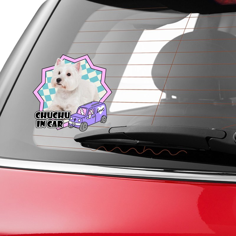 【 :toPET 定制化】宠物车贴 (1 张宠物照) - 贴纸 - 防水材质 多色