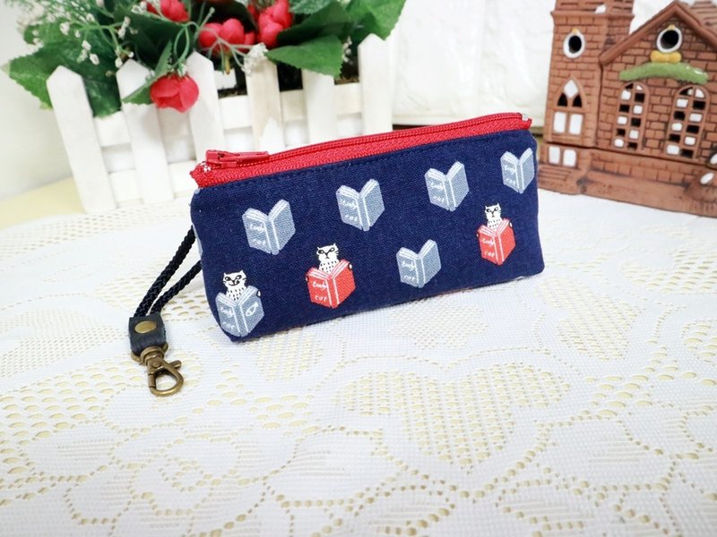 爱念书的猫 ~ 三角钥匙包 零钱包 - 钥匙链/钥匙包 - 棉．麻 多色