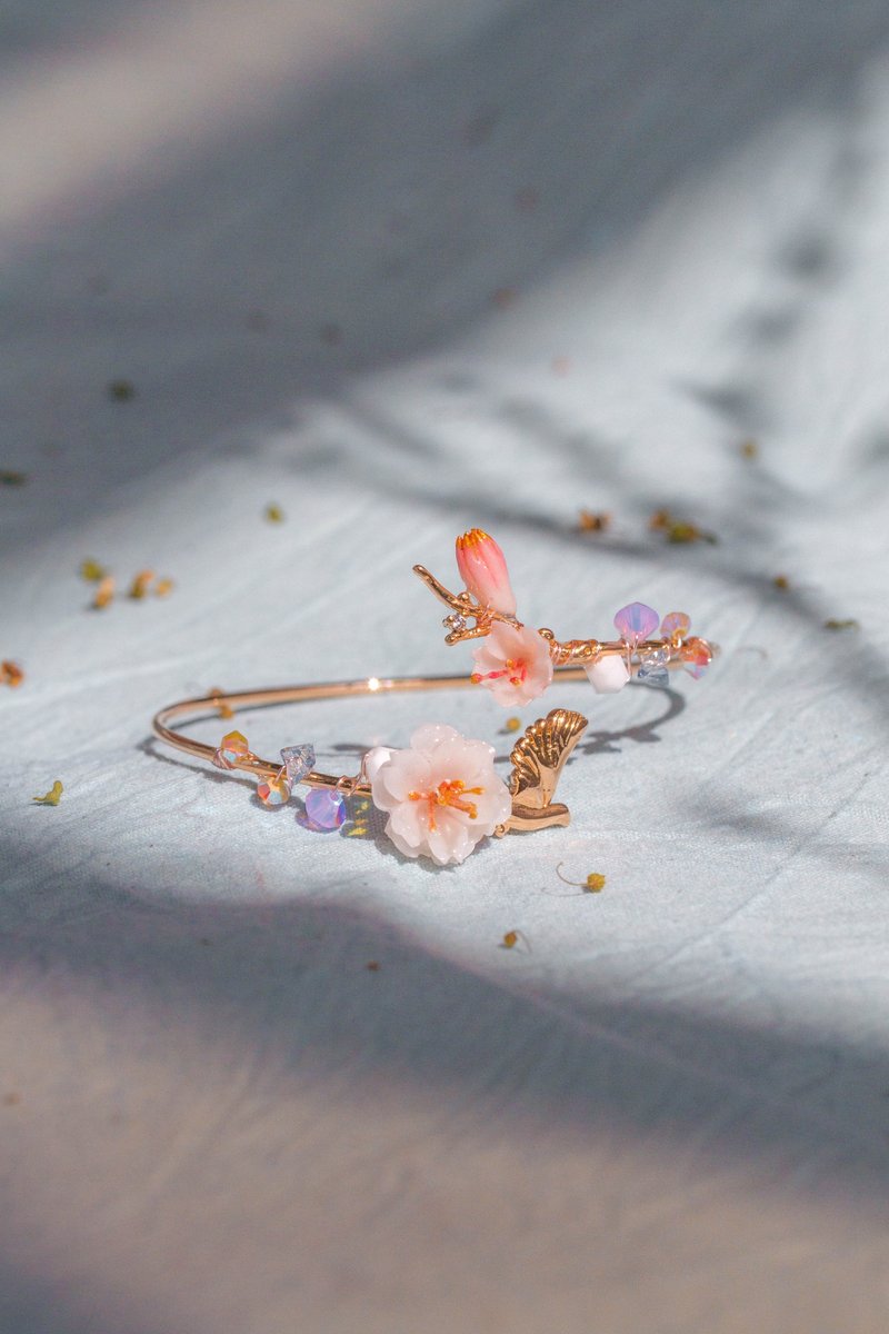 溢樱BLOSSOM : 初樱花开樱花手镯 - Pamycarie 手工制作饰品 - 手链/手环 - 粘土 粉红色