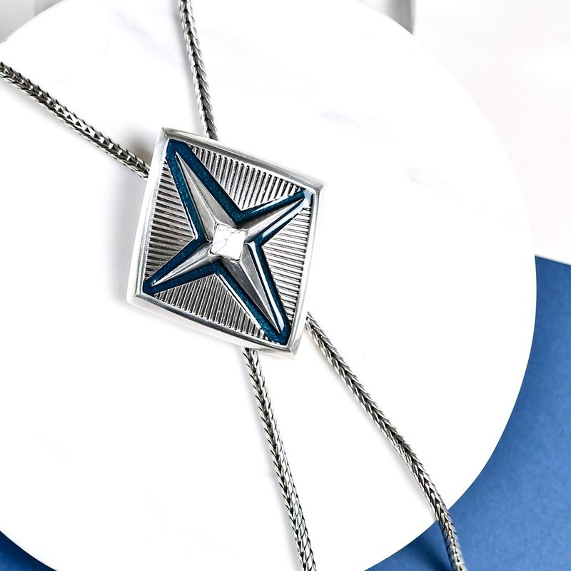 指标星系列 菱形 保罗领带 Bolo Tie 领绳项链 金属绳领带 长项链 - 领带/领带夹 - 铜/黄铜 银色