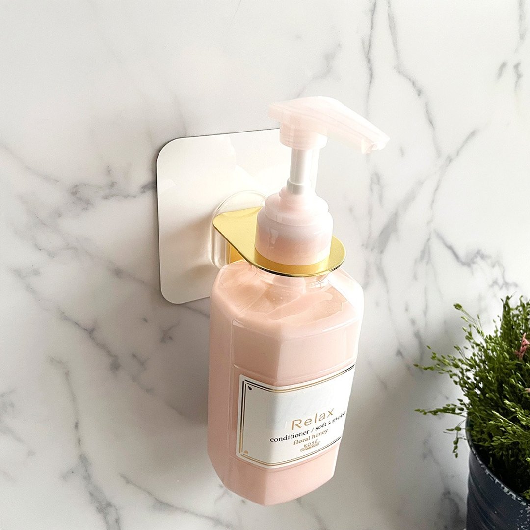Otel Magic Sticky Hook Soap Bottle Holder Hole diameter 33mm Soap bottle holder Golden plating - 卫浴用品 - 塑料 白色