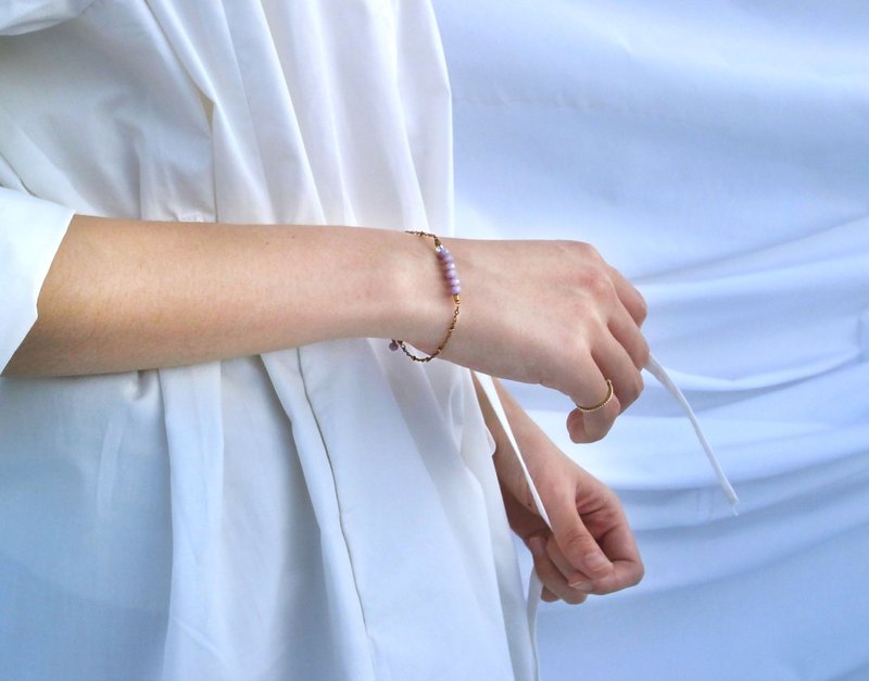 圆氐  绽放永恒  微光水晶珠细手链 - 手链/手环 - 铜/黄铜 金色