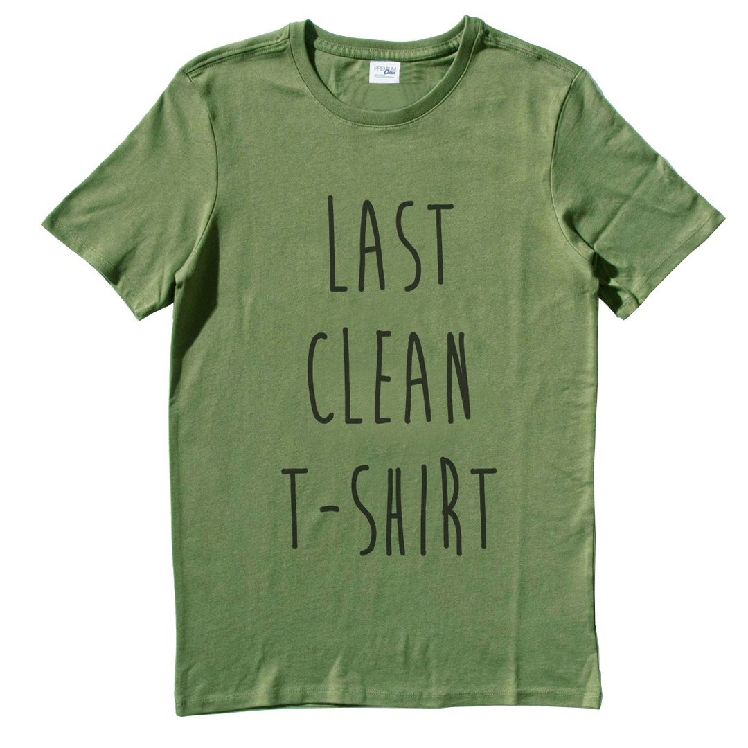 LAST CLEAN T-SHIRT #2 男女短袖T恤 军绿色 最后一件干净的T恤 文青 艺术 设计 时髦 文字 时尚 - 男装上衣/T 恤 - 棉 绿色
