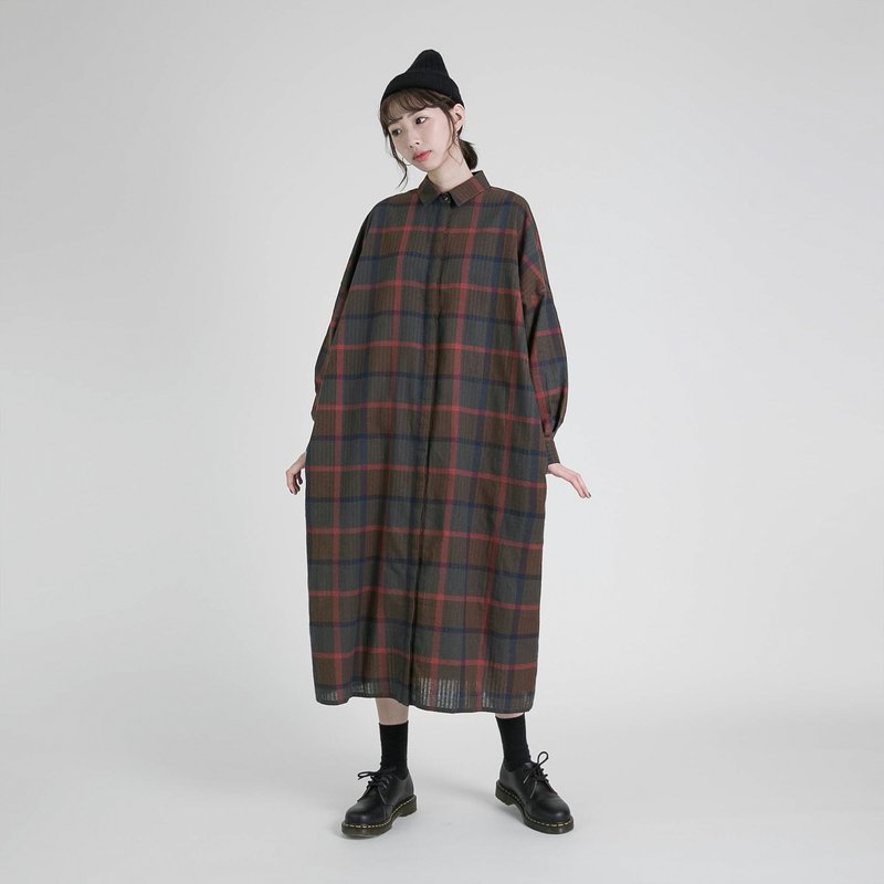 Sequence 序列格纹衬衫洋装_CLD503_红绿 - 洋装/连衣裙 - 棉．麻 绿色