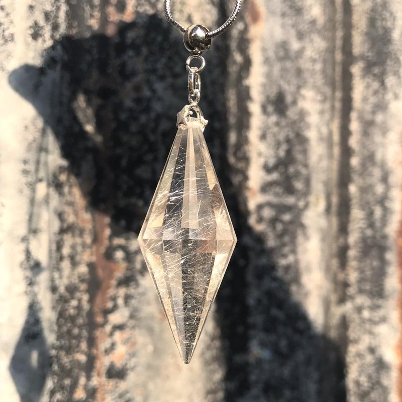 【Lost and find】天然石  银白发晶 灵石 项链 2T19 - 项链 - 宝石 透明