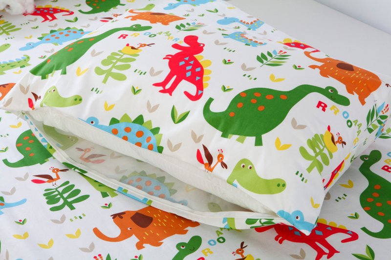 防螨防水透气纯棉寝具枕套 <恐龙世界> 保洁垫 - 寝具 - 棉．麻 白色