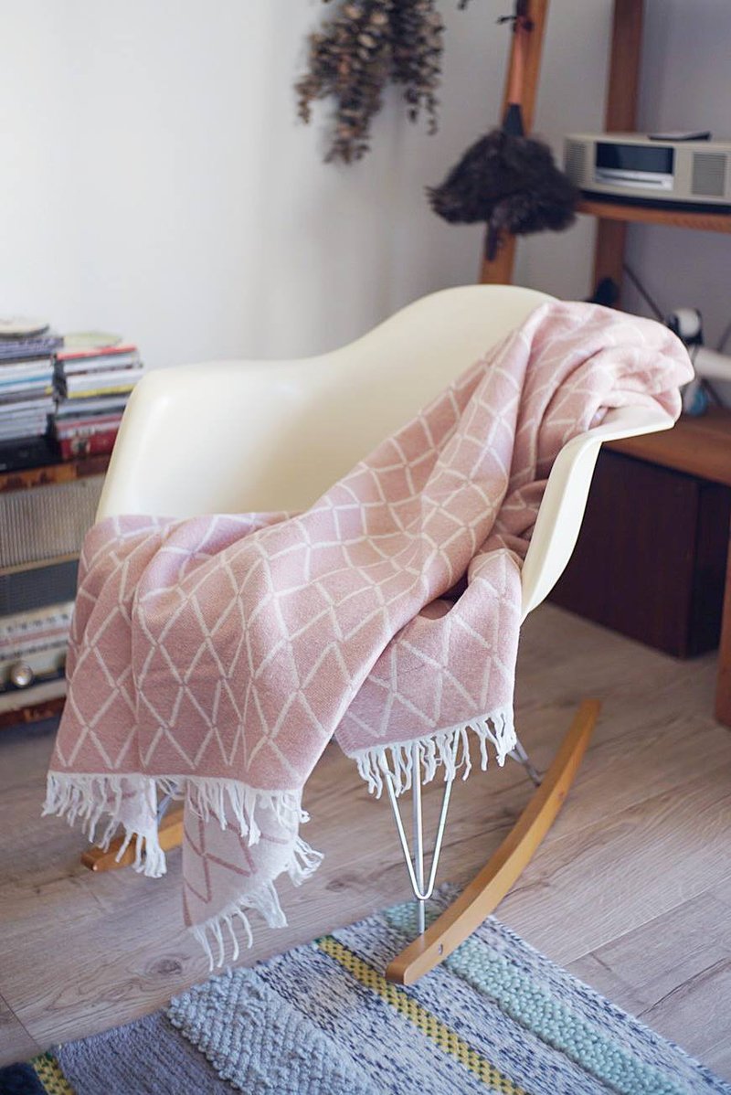 PUIKKO 羊毛毯 (玫瑰粉) - 被子/毛毯 - 羊毛 粉红色