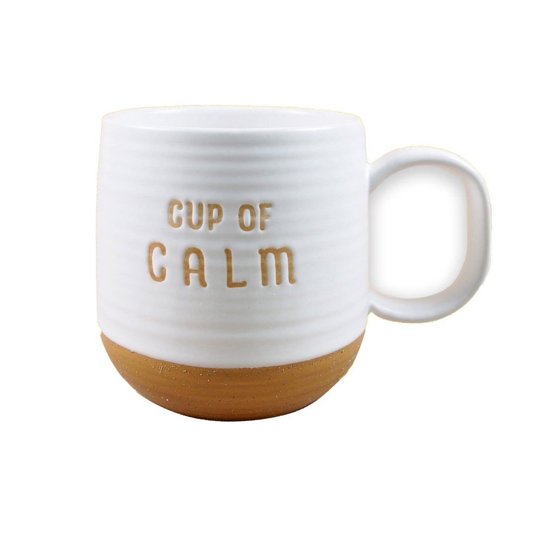 Calm冷静【Hallmark-文字礼品 手拉坏马克杯】 - 咖啡杯/马克杯 - 陶 白色