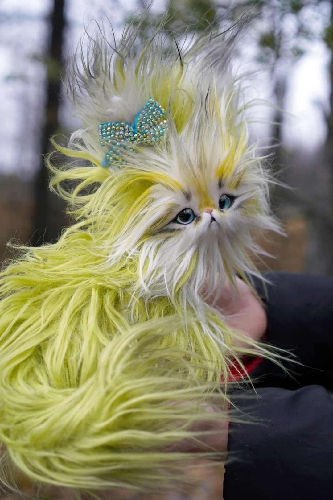 梨花美人鱼仙女小猫猫奇幻娃娃人造毛皮珐琅蔺草束配件手工制作 - 玩偶/公仔 - 其他材质 绿色